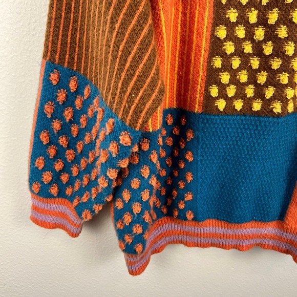 Cider Oversized Patchwork Sweater XL Whimsigoth Indie Granola Chunky Colorful 3D - Picture 2 of 10